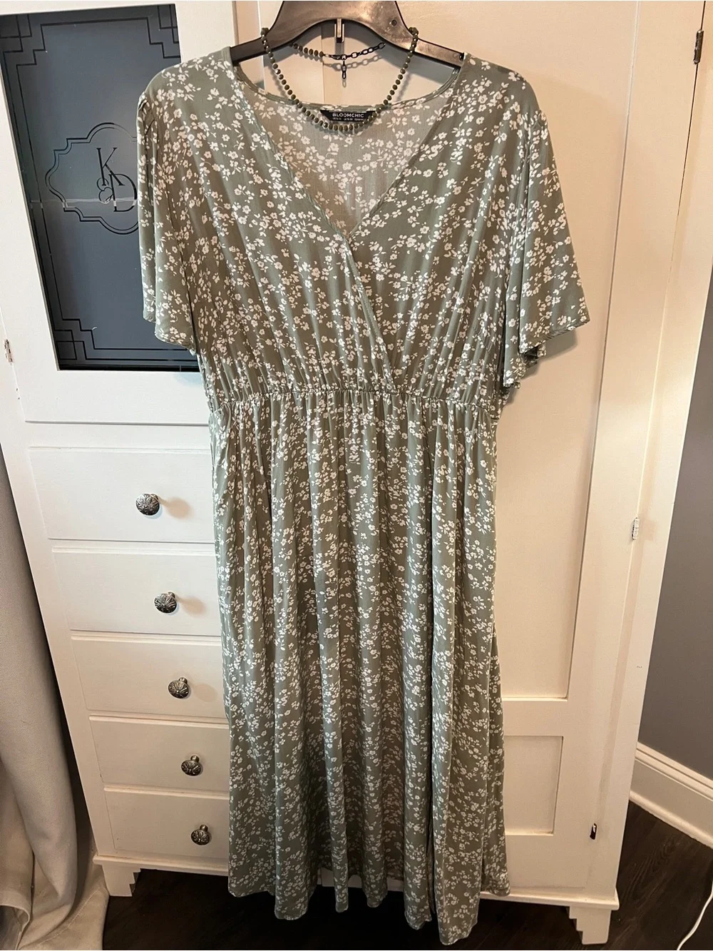 BloomChic Olive Green Floral Maxi Dress - Picture 1 of 8